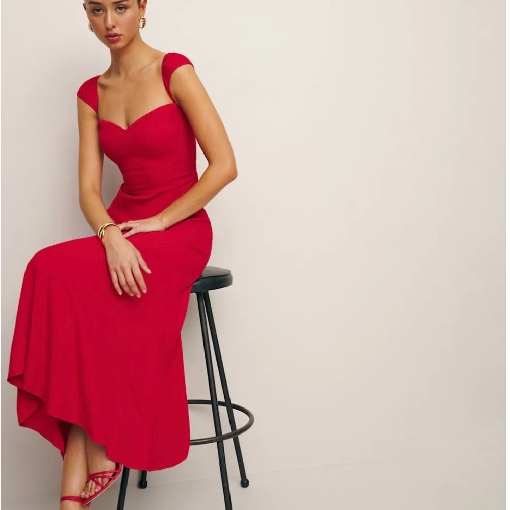 Reformation Bridgton Linen dress cherry